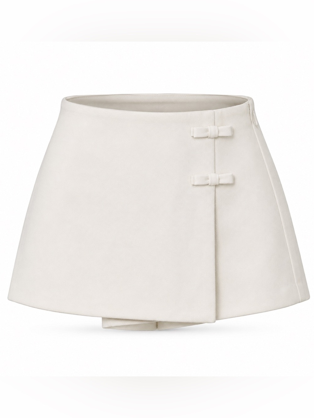 Zara Elegant Cream Mini Skirt with Side Bow Detail